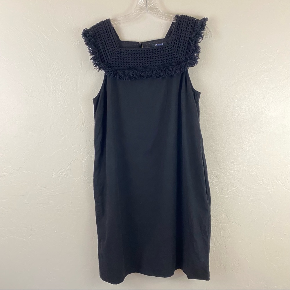 Madewell Black Sleeveless Dress with Crochet Detail